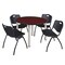 Kee Kee Round Table & Chair Set, Wood, Metal, Plastic Top, Mahogany TB48RNDMHBPCM47BK - alternate 1